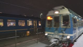 Sweden Stockholm train night ride from Vallentuna to Östra station [upl. by Sivet133]