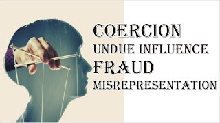 Coercion Undue Influence Fraud Misrepresentation  Indian Contract Act 1872  Law Guru [upl. by Elly]