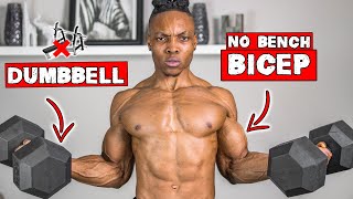 DUMBBELL ONLY BICEP WORKOUT AT HOME  NO BENCH NEEDED [upl. by Anirba]