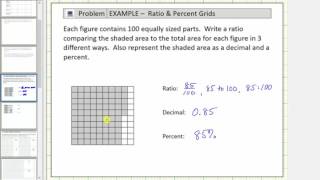 Use a Shaded 10 by 10 Grid to Write a Ratio Decimal and Percent [upl. by Ponton]