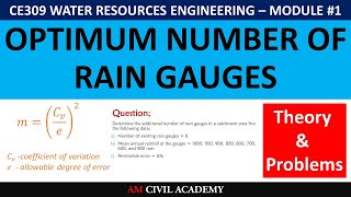 WRE Module1 PART05 Optimum Number of Rain Gauges  Rain Gauge Network  Equations amp Problem [upl. by Manaker111]