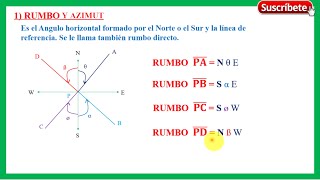 como calcular RUMBO Y AZIMUT TOPOGRAFIA [upl. by Anhavas501]