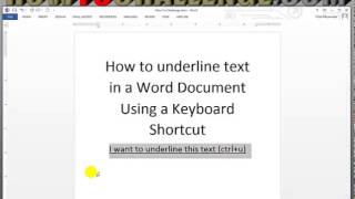 How to Underline Text in a Word Document Using a Keyboard Shortcut [upl. by Ylatfen]