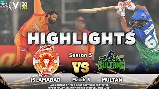 Islamabad United vs Multan Sultans  Full Match Highlights  Match 5  22 Feb  HBL PSL 2020 [upl. by Adnoval]