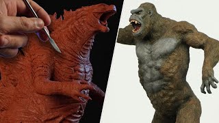 Sculpting GODZILLA VS KING KONG Diorama  Timelapse [upl. by Tjaden296]