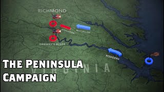 The Peninsula Campaign Animated Battle Map [upl. by Suoirad269]