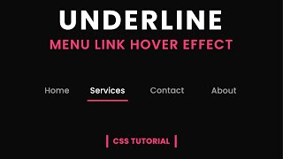 Draw Underline Link Hover Effect  CSS Menu Hover Effect [upl. by Anigal]