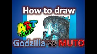 How to Draw Godzilla Defeating the MUTO [upl. by Katlaps849]