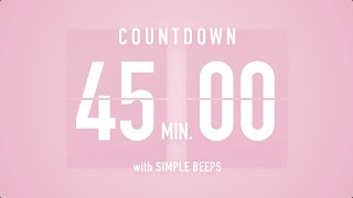 45 Min Countdown Flip Clock Timer  Simple Beeps 🌸🔔 [upl. by Nels]