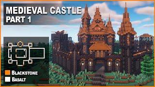 Minecraft How to build a Blackstone Medieval Castle  Tutorial [upl. by Hayashi]