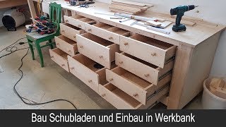 DIY  Werkbank Schubladeneinbau und Schubladenbau mit Vollauszügen [upl. by Siramad]