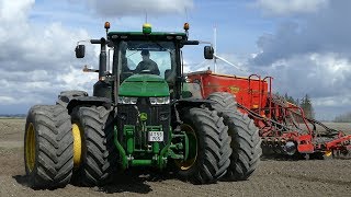 John Deere 8345R Working Hard in The Field Seeding w Väderstad Spirit 600C  Danish Agriculture [upl. by Erdda]