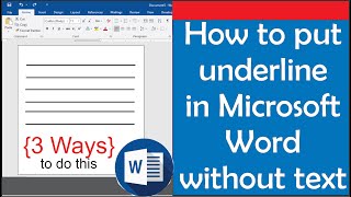 How to put underline in Microsoft Word without text [upl. by Screens573]