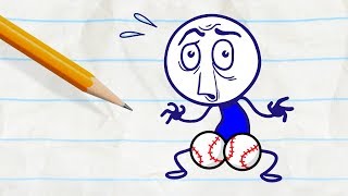 Pencilmates Got Balls in BALL AND STRAIN  Pencilmation Cartoons [upl. by Nimajaneb]